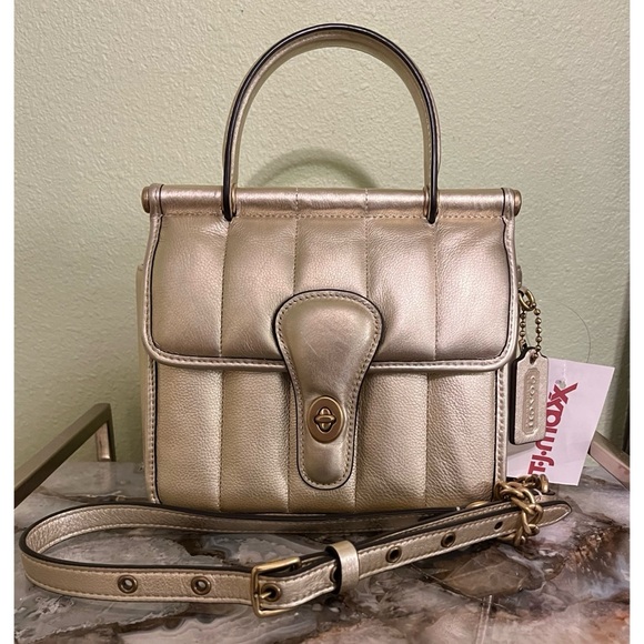 Coach Metallic Gold Quilted Willis Crossbody! - Picture 1 of 14